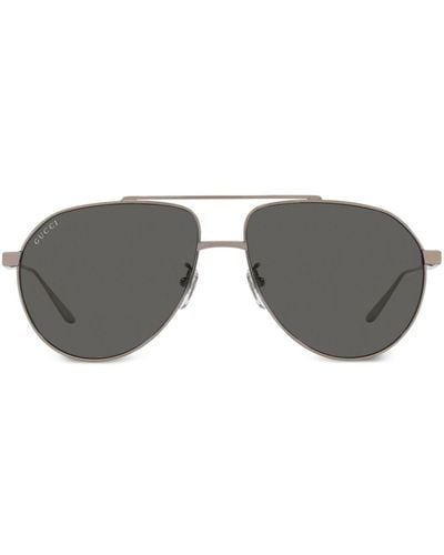Gucci Interlocking G Pilot-frame Sunglasses - Gray