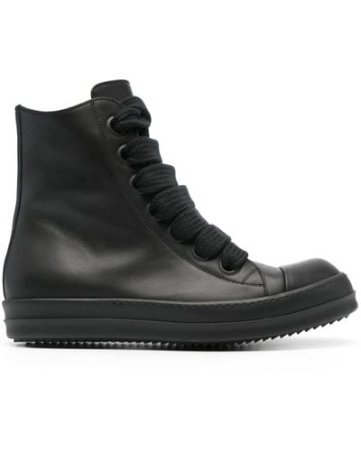 Rick Owens Leather High-top Sneakers - Black