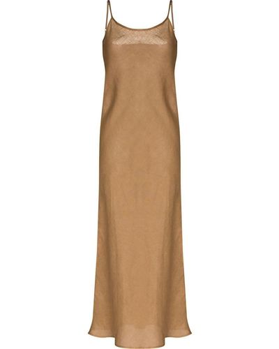 Baserange U-neck Sleeveless Linen Midi Dress - Natural