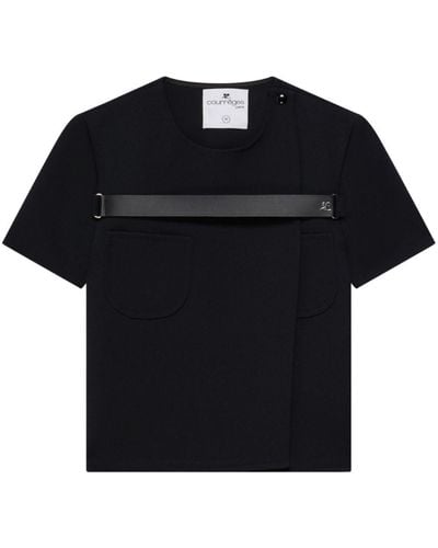 Courreges Strap Racer T-Shirt - Schwarz