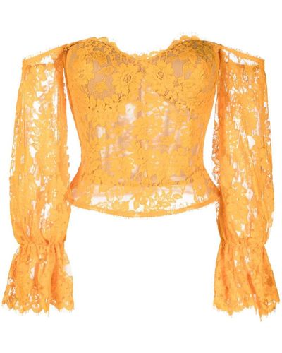 Gemy Maalouf Floral-lace Off-shoulder Blouse - Orange
