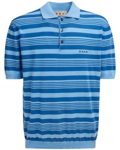 Marni Mixed Stripe Polo Shirt - Blue