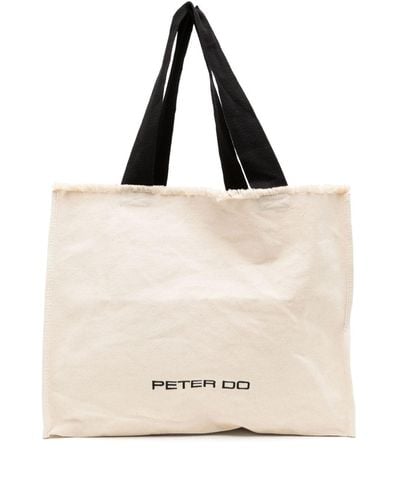 Peter Do Logo-embroidered Canvas Tote Bag - Natural