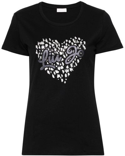 Liu Jo Camiseta con apliques de strass - Negro