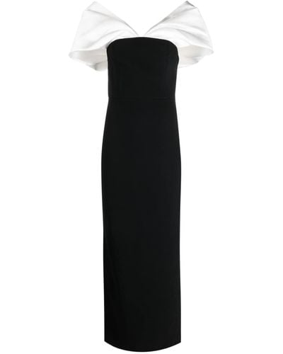 Solace London Dakota Off-the-shoulder Crepe And Satin-twill Gown - Black