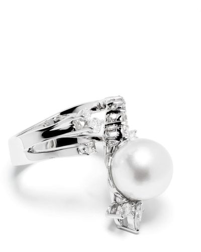 YEPREM 18kt White Gold Diamond And Pearl Ring