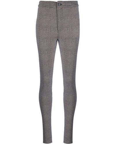 Saint Laurent Check-patterned Skinny Trousers - Grey