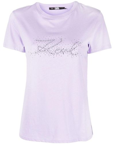 Karl Lagerfeld Rhinestone-logo Organic Cotton T-shirt - Purple