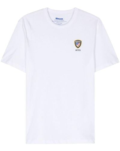 Blauer Camiseta con logo estampado - Blanco