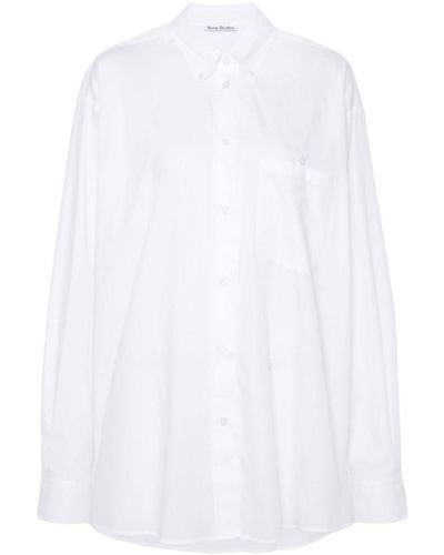 Acne Studios Logo-embroidered Cotton Shirt - White