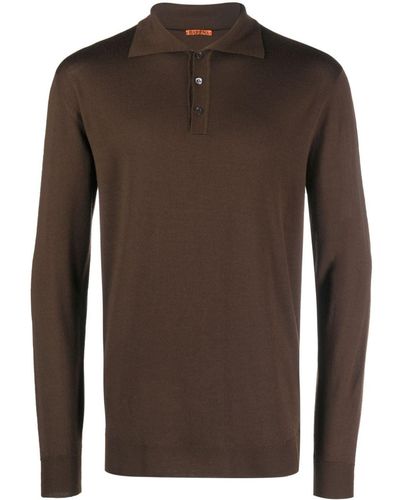 Barena Merino Long-sleeve Polo Shirt - Brown
