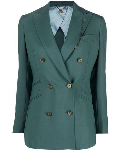 Maurizio Miri Fitted Double-breasted Blazer - Green