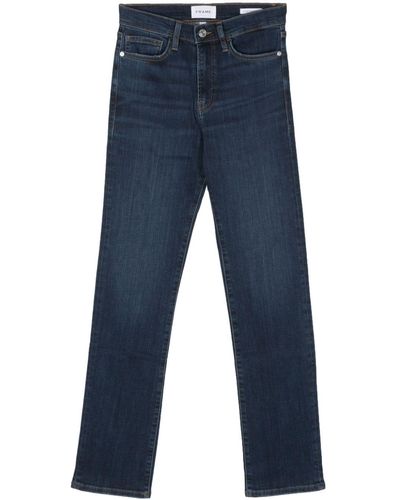 FRAME Straight-Leg-Jeans mit Tragefalten - Blau