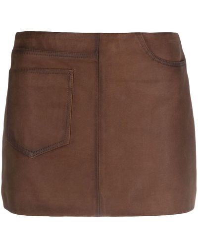 Manokhi Low-rise Leather Miniskirt - Brown