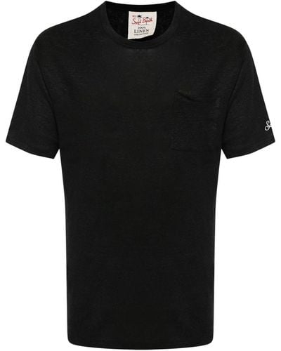Mc2 Saint Barth Ecstasea T-Shirt aus Leinen - Schwarz