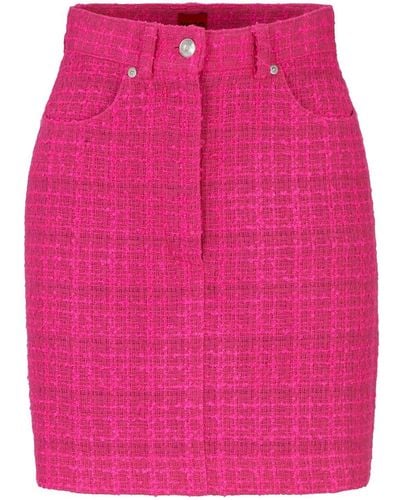 HUGO Mid-rise Tweed Miniskirt - Pink