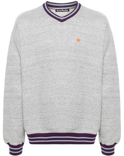 Acne Studios Meliertes Sweatshirt mit Micro Face-Logo - Grau