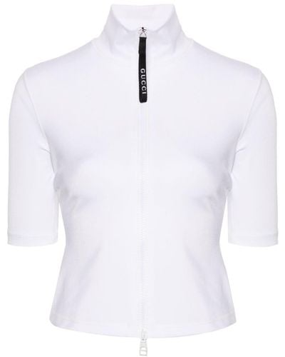 Gucci High-neck Zip-up Top - White
