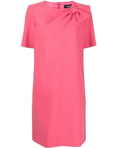 Paule Ka Bow-detail Twill Midi Dress - Pink