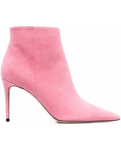 SCAROSSO X Brian Atwood Anya Suede Ankle Boots - Pink
