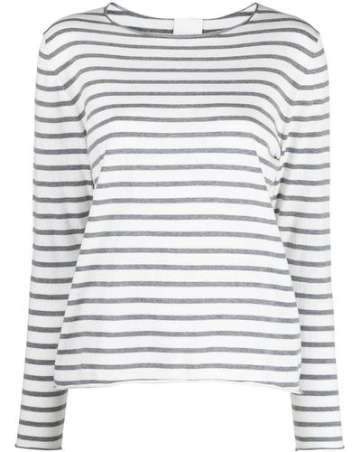 Allude Stripe-pattern Crew-neck Sweatshirt - Grey