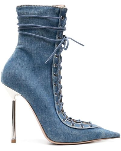 Le Silla Colette 120Mm Denim Ankle Boots - Blue