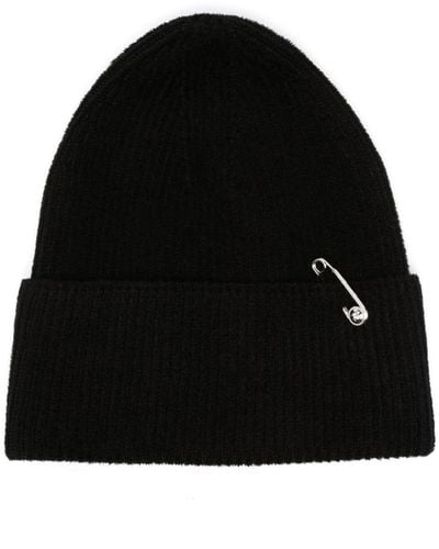 Versace Safety-pin Knitted Beanie - Black