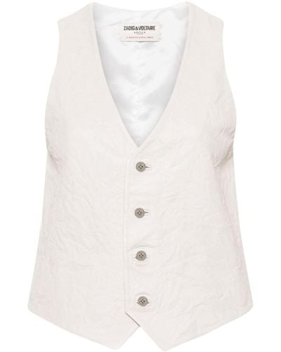 Zadig & Voltaire Emilie Crinkled Leather Waistcoat - White