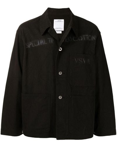 Visvim Logo-print Crinkle-effect Shirt Jacket - Black