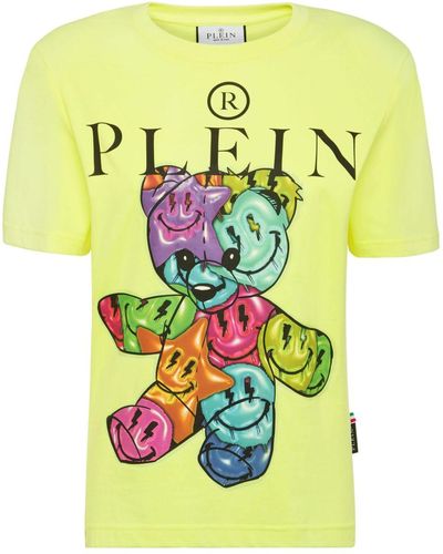 Philipp Plein Padded-shoulders Cotton T-shirt - Yellow
