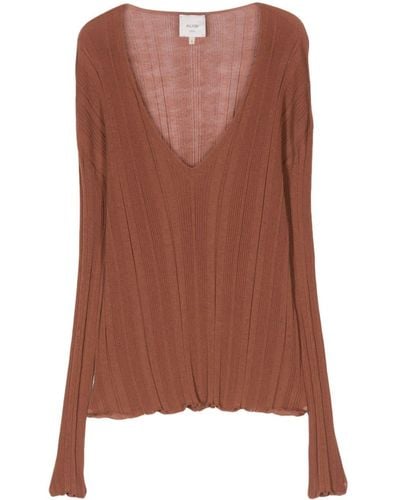 Alysi Ribbed Knitted Top - Brown