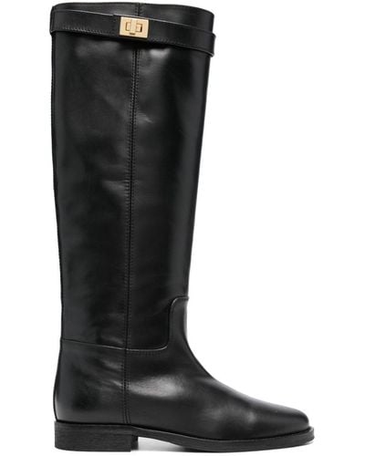 Via Roma 15 Buckle-detail Leather Knee-high Boots - Black
