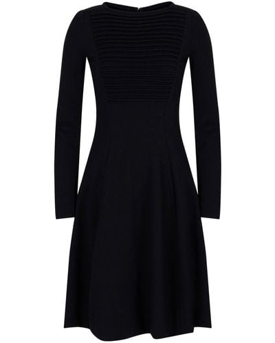 Emporio Armani Ribbed-bib Long-sleeved Dress - Black