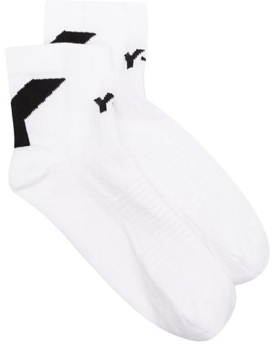 Y-3 Intarsia-knit Logo Socks - White