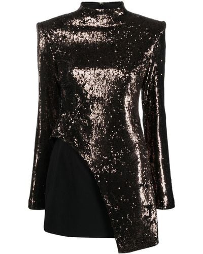 Genny Sequin-embellished Layered Minidress - Black