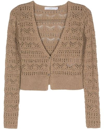 IRO Cardigan Leylae en maille ajourée - Marron