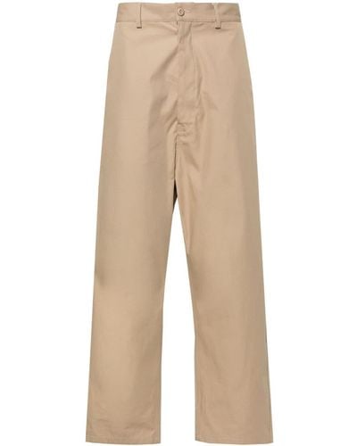 MM6 by Maison Martin Margiela Mid-Rise Straight Leg Trousers - Natural