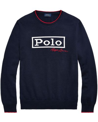 Polo Ralph Lauren Strickpullover mit Polo-Logo - Blau