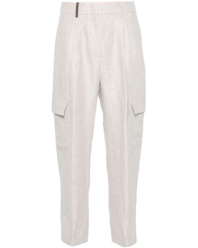 Peserico High-waist Cropped Pants - White