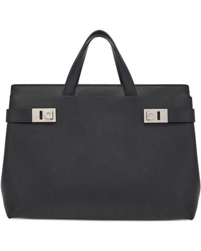 Ferragamo Textured Tote Bag - Black
