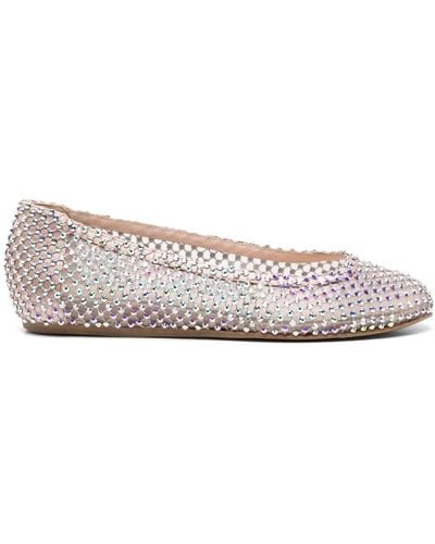 Le Silla Gilda Rhinestone-embellished Ballerina Shoes - Natural