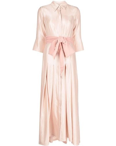 Baruni Belted Draped Evening Gown - Natural