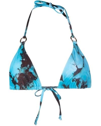 Louisa Ballou Bas de bikini à imprimé abstrait - Bleu