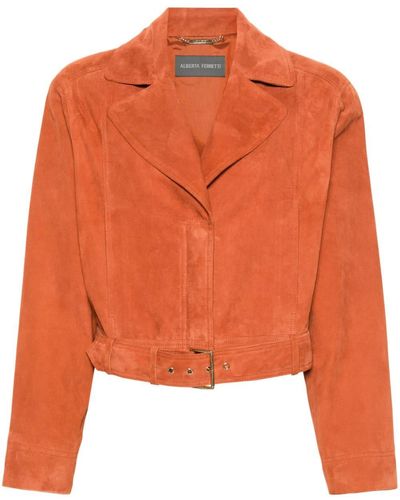 Alberta Ferretti Suede Biker Jacket - Orange
