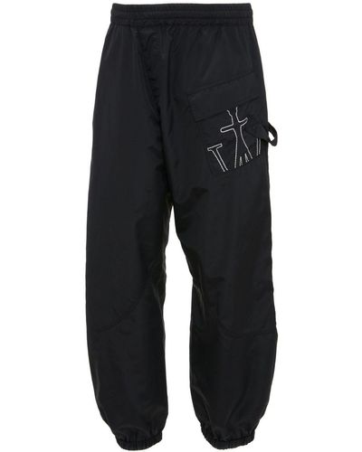 JW Anderson Anchor-embroidered Twisted Track Pants - Black