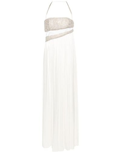 Genny Schulterfreies Kleid mit Kristallen - Weiß
