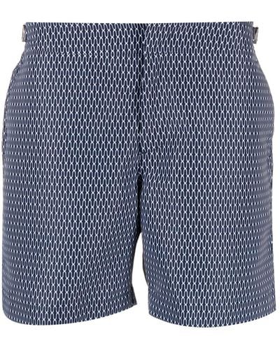 Orlebar Brown Bulldog Geometric-pattern Swim Shorts - Blue