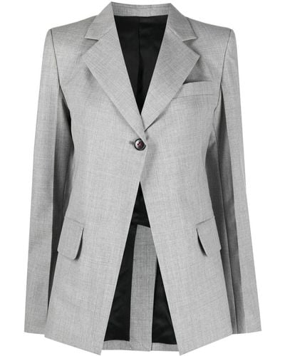 Victoria Beckham Open Front Single-breasted Blazer - Gray