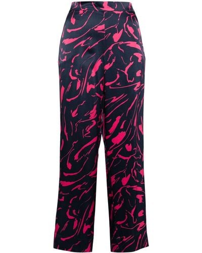 Asceno Abstract-print silk trousers - Azul