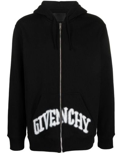 Givenchy Rhinestone-embellished Logo-print Hoodie - Black